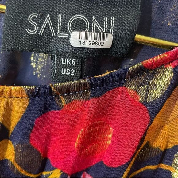 SALONI Floral Tiered A Line Mini Dress Size 2 - Picture 5 of 13